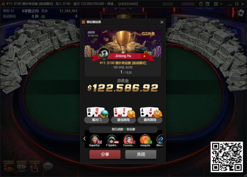 【APT扑克】国人再夺WSOP金手链！扑克迷一七七解锁新成就！