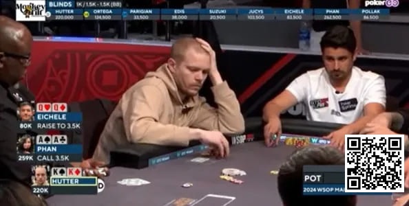 【APT扑克】话题 | WSOP主赛事，两位选手在翻牌前先后弃掉KK和QQ