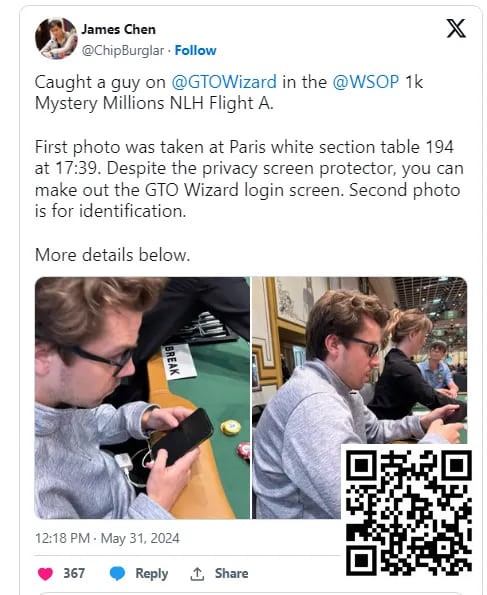 【APT扑克】在WSOP赛场用手机查RTA软件被偷拍发到网上后，扑克圈炸开了锅